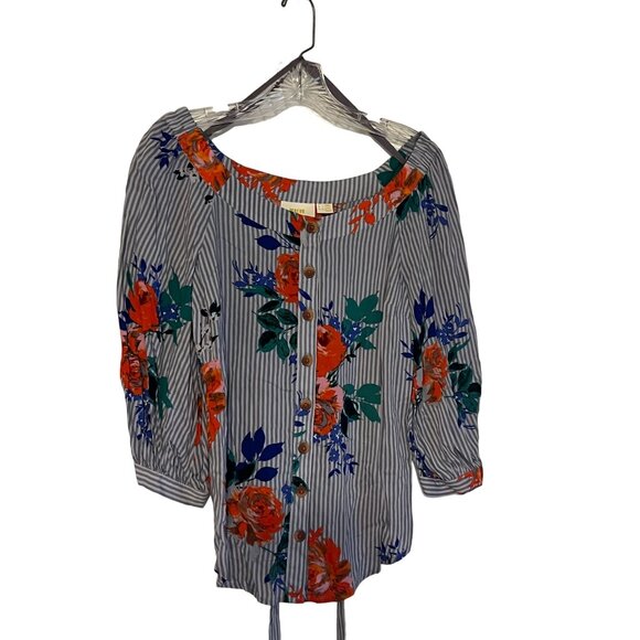 Anthropologie Maeve Lilorne Floral Buttondown Women's Top Size 0 New without Tag - Picture 6 of 8